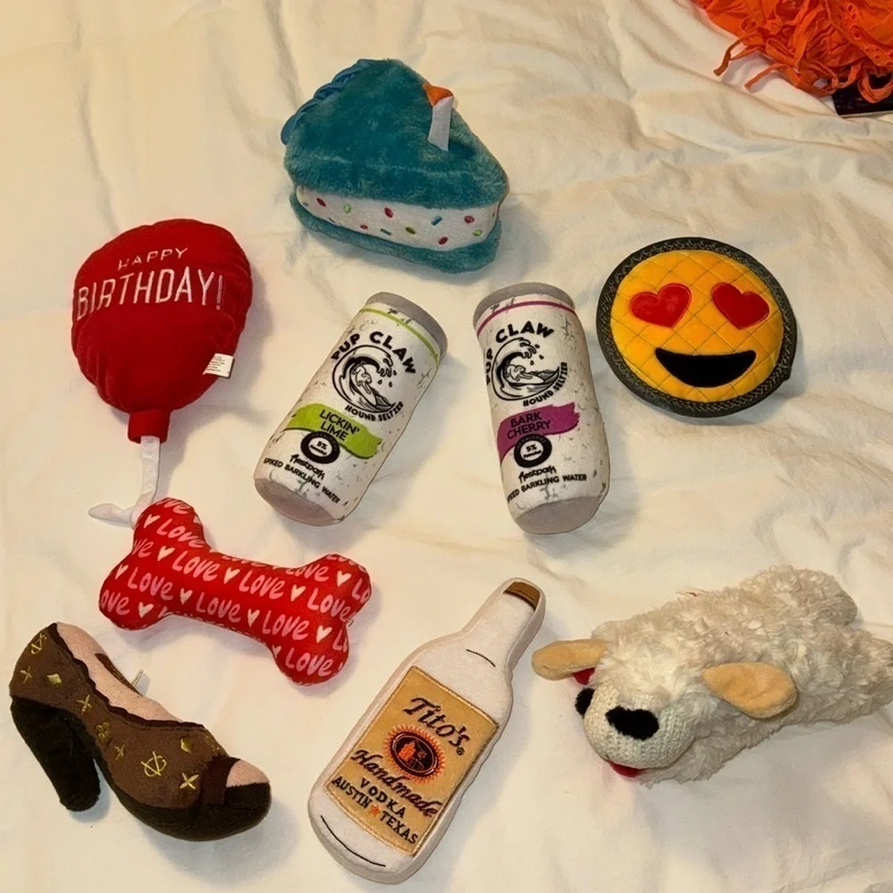 Lot of designer dog toys (9) new